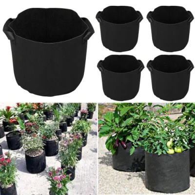 Bolsas cuadradas ecológicas de alta calidad para cultivo de tomates/verduras/flores de 5 galones, bolsas biodegradables no tejidas para cultivo de plantas de vivero