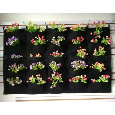 Maceta de pared de jardín vertical colgante con 25 bolsillos, macetas y jardineras de jardín de decoración vertical